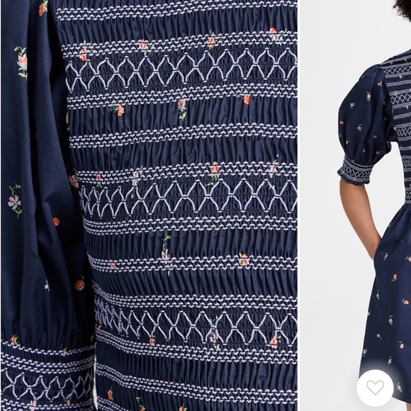 Navy Blue Floral Embroidered Vivi Hill House Home Nap Dress - Picture 5 of 14